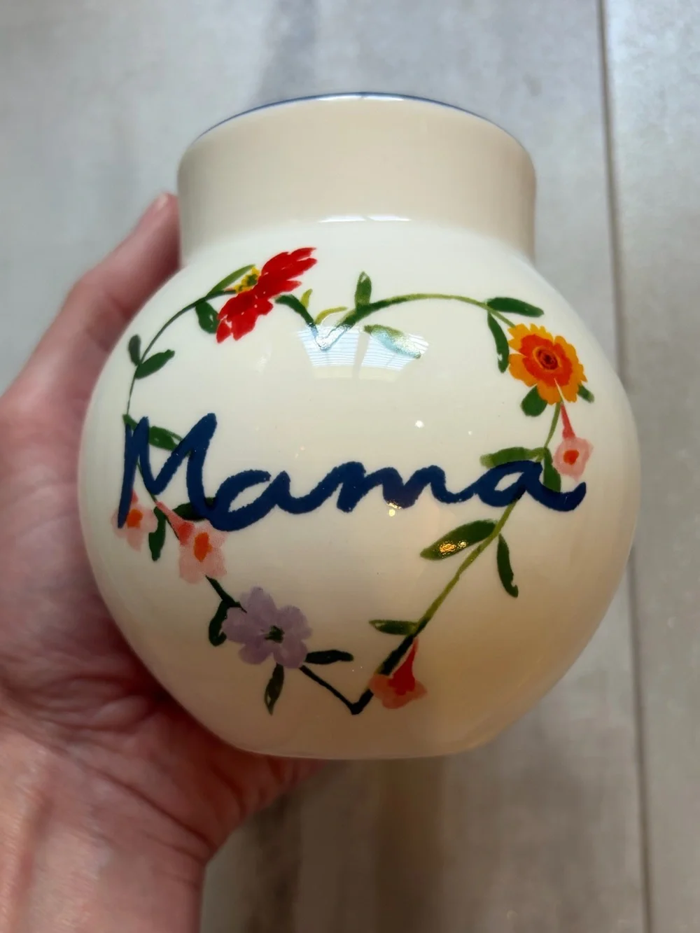 NWT Anthropologie Mama Flower Bee Ceramic Small Round Cottagecore Vase OS